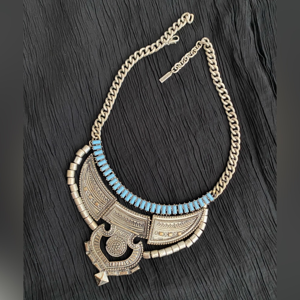 Sugarfix By Bauble Bar Silver-tone Statement Turquoise Dangling Bib - Picture 4 of 15
